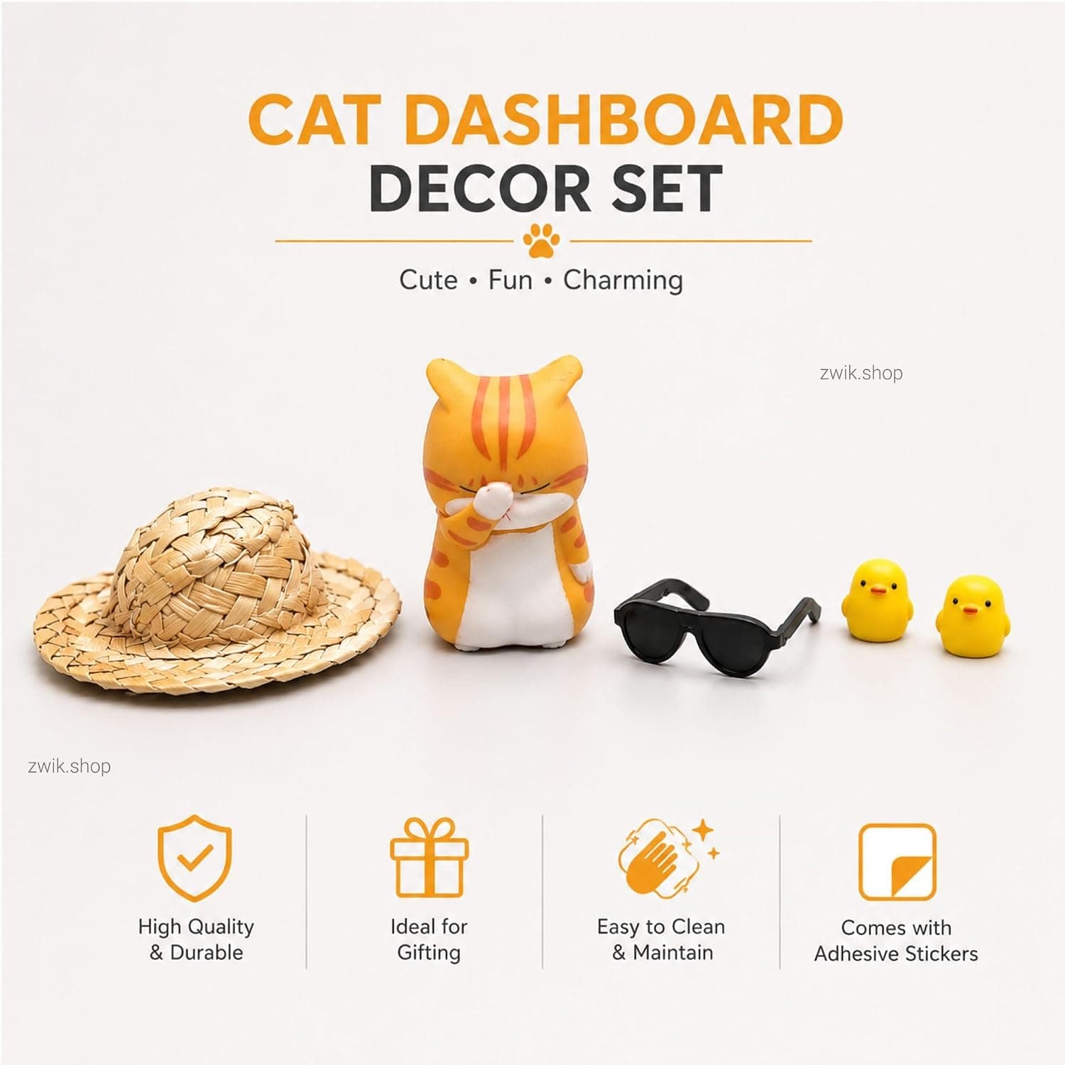 Sunhat cat dashboard set on a white background